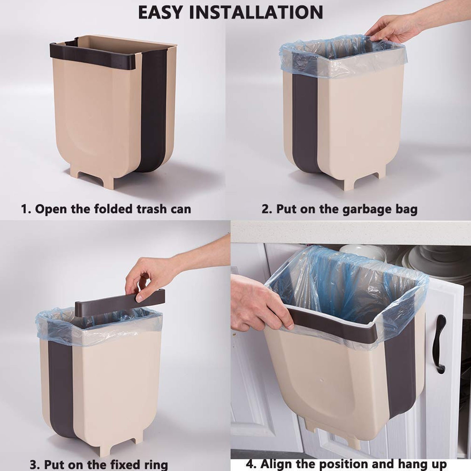 Hanging Trash Can for Kitchen Cabinet Door, Small Collapsible Foldable Waste Bins, Hanging Trash Holder for Bathroom Bedroom Office Car, Portable. - Discount Karo