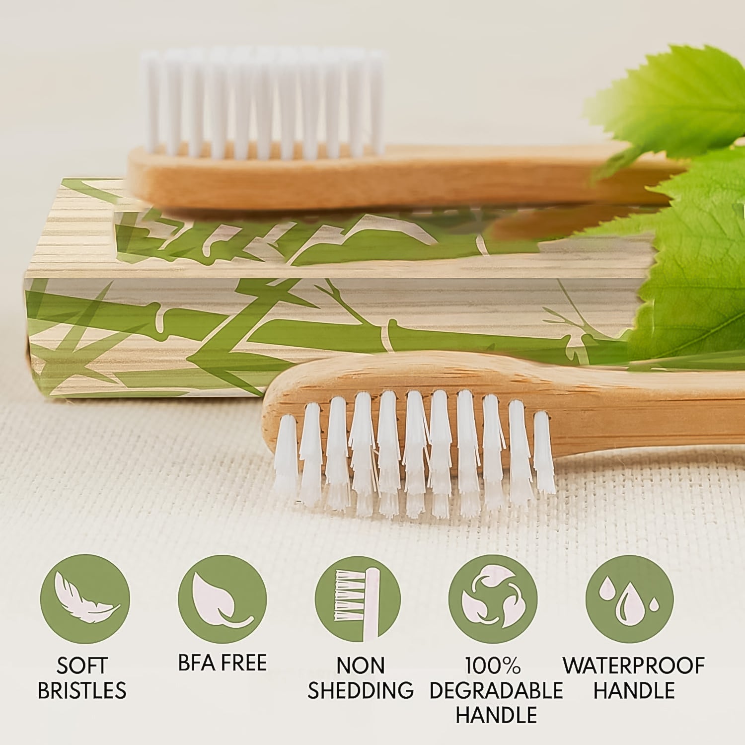 Bamboo Wooden Toothbrush Soft Toothbrush Wooden Child Bamboo Toothbrush Biodegradable Manual Toothbrush for Adult, Kids (15 pcs set / With Round Box) - Discount Karo