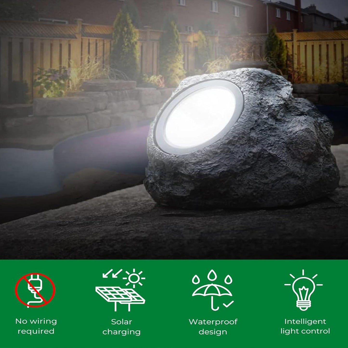 Solar Powered LED Rock Light Solar Powered LED Spotlight Faux Stone for Pathway Landscape Garden Outdoor Patio Yard (1 Pc) - Discount Karo