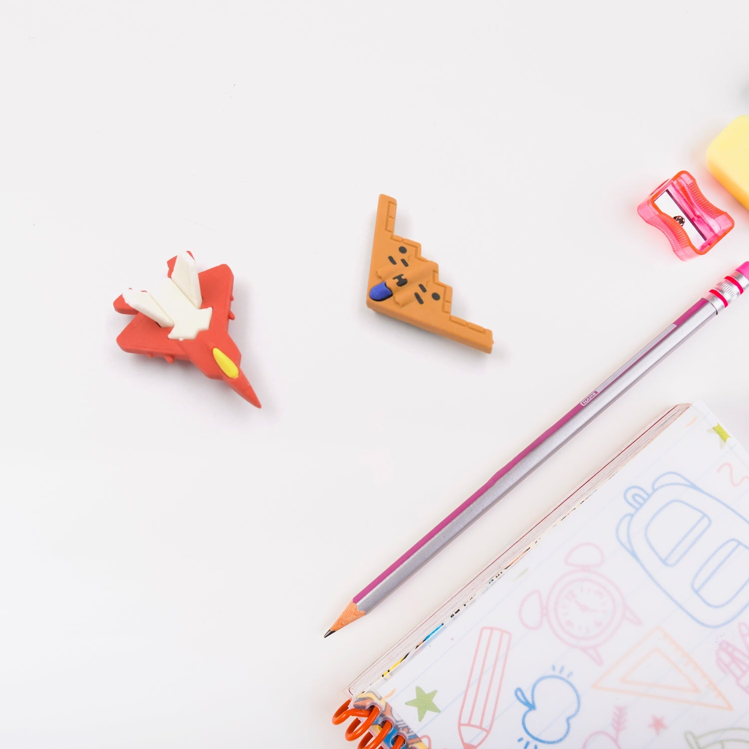 Fun Erasers for Kids: Gun & Plane Shapes (4-Pack, Gift Set) - Discount Karo