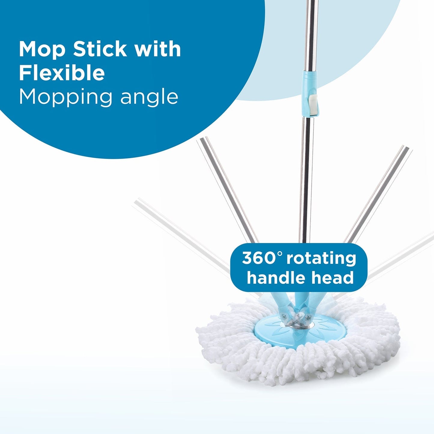 8714 RAPID STEEL SPINNER BUCKET MOP 360 DEGREE SELF SPIN WRINGING WITH 2 ABSORBERS FOR HOME AND OFFICE FLOOR CLEANING MOPS SET 