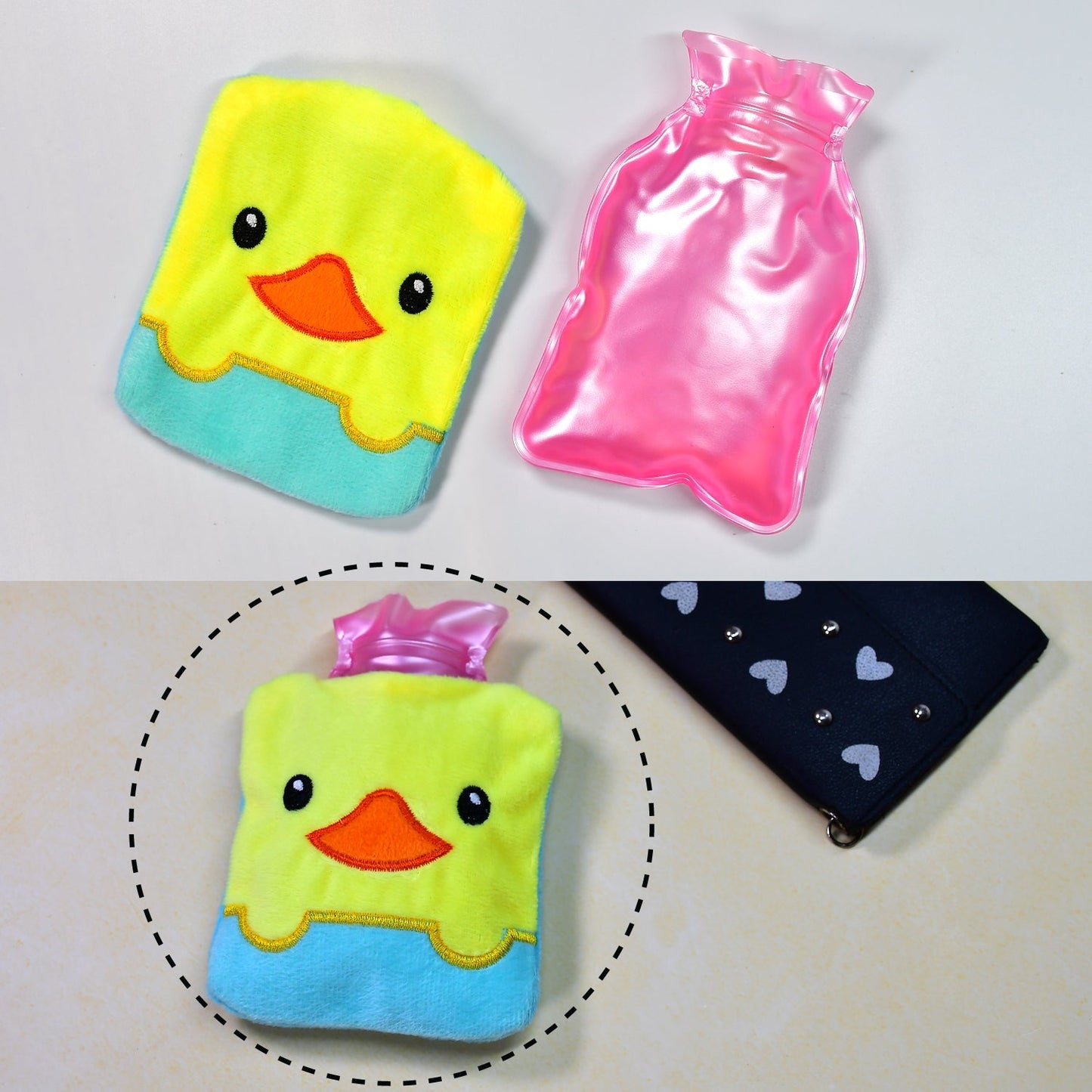 Yellow Duck design small Hot Water Bag with Cover for Pain Relief - Discount Karo