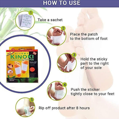 kinoki Cleansing Detox Foot Pads, Ginger & salt Foot Patch -10pcs (Free Size, White)