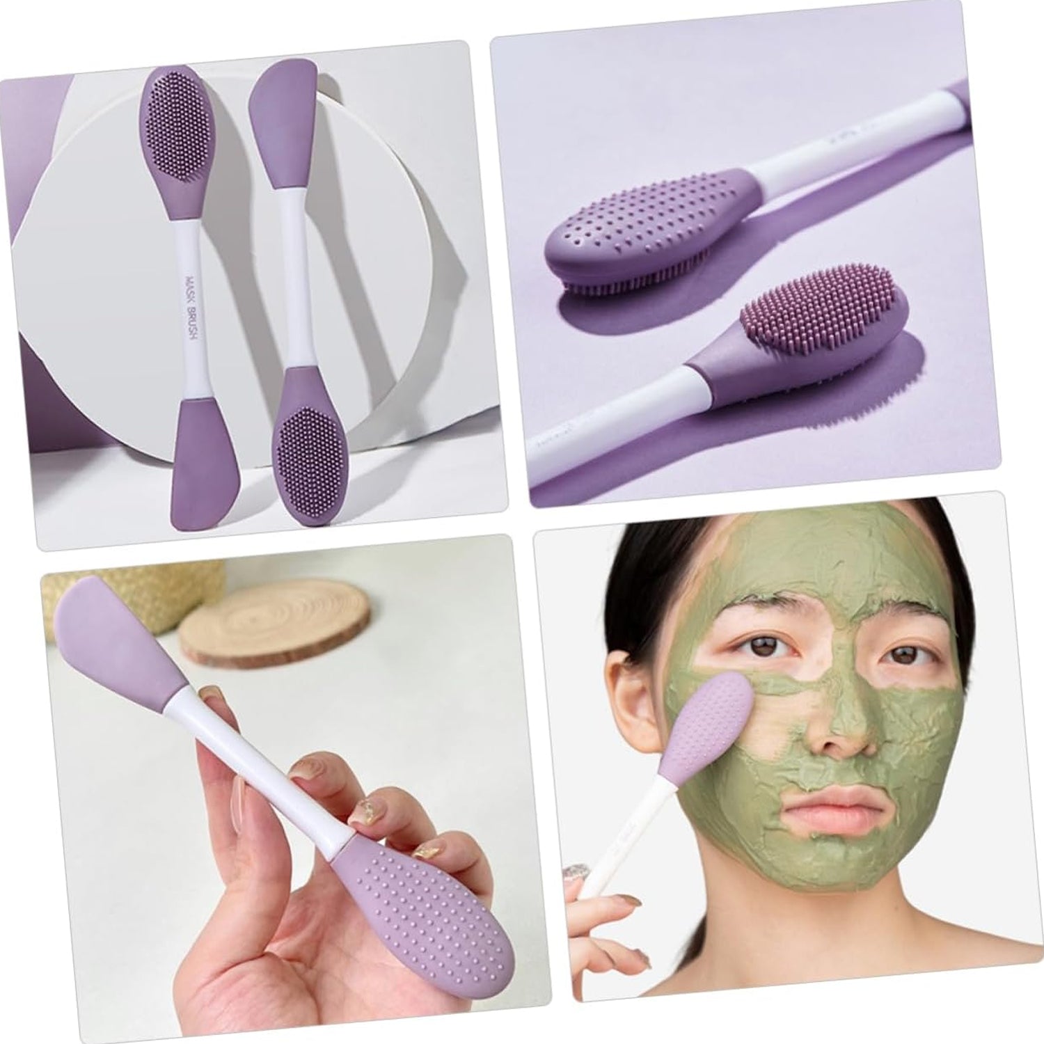 Double-headed Silicone Mask Brush Face Cleansing and Applying Mud Mask Beauty Salon Special Brush Smear Tool Facial Scrub Silicone Wash Scrubber Face Tools (1 Pc) - Discount Karo