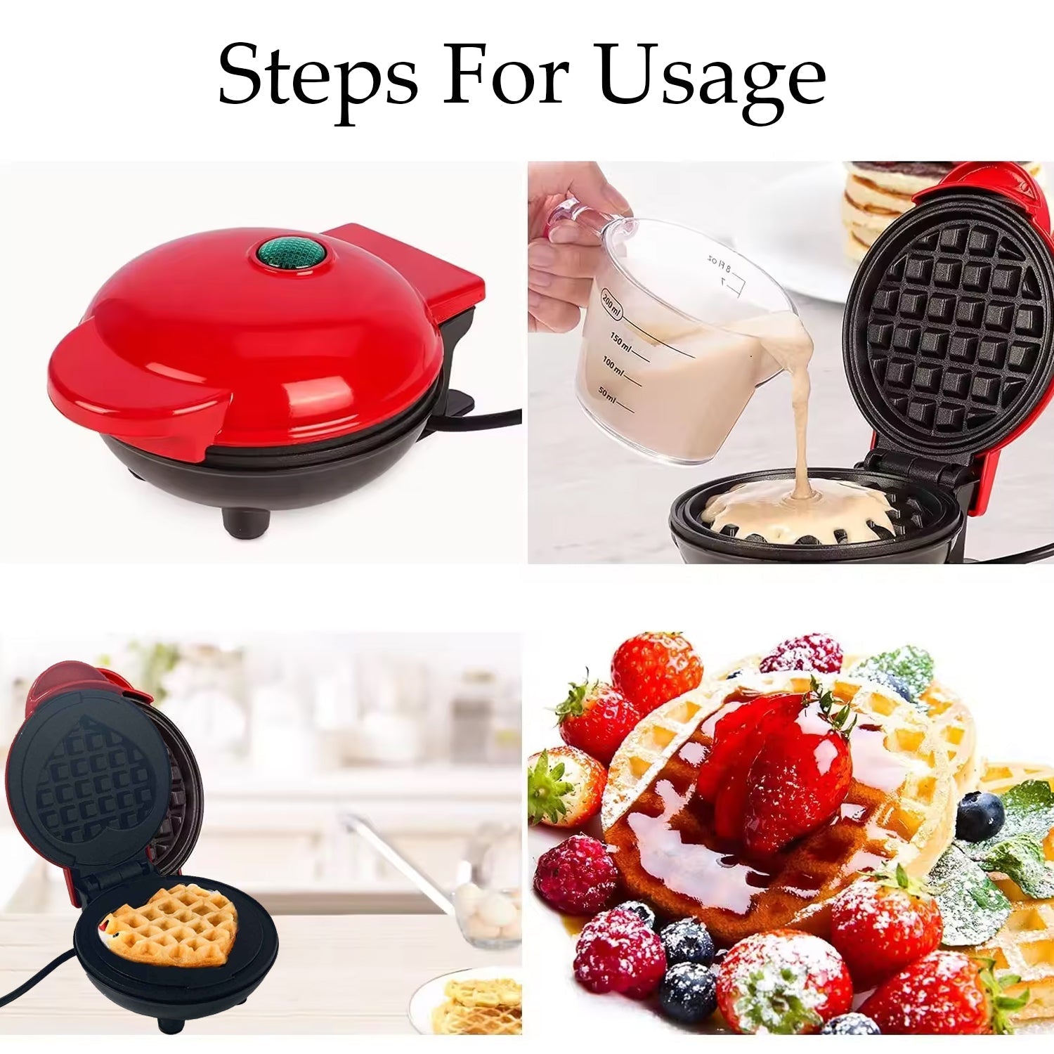 Mini Waffle Maker Machine Waffle Iron Home Appliances Kitchen Gift Easy To Clean, On-Stick Surfaces, Perfect Breakfast, Dessert, Sandwich, Pan Cakes, Paninis / Other Snacks Machine - Discount Karo