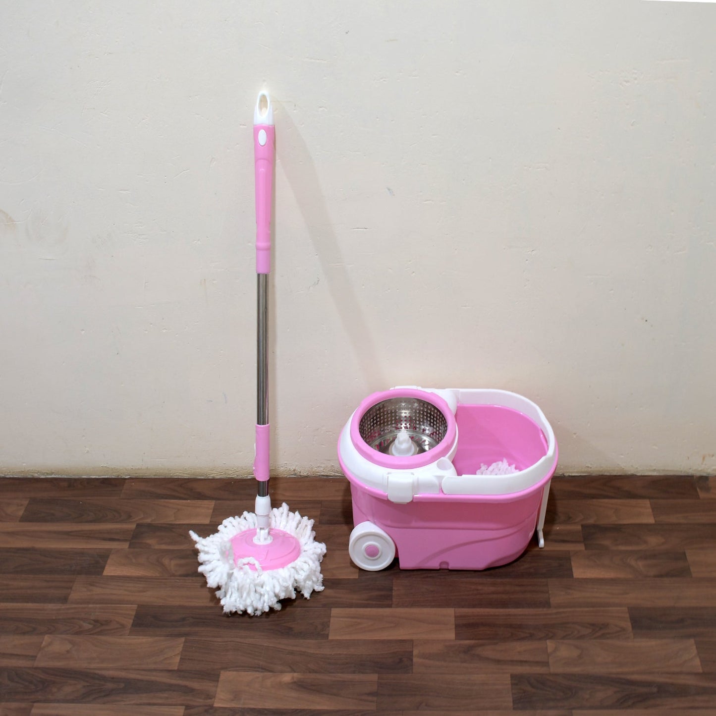 Spin Mop with Bucket for Floor Cleaning - Magic Mop Set with Steel Spin, Mop Stick, and Bucket for Home & Office