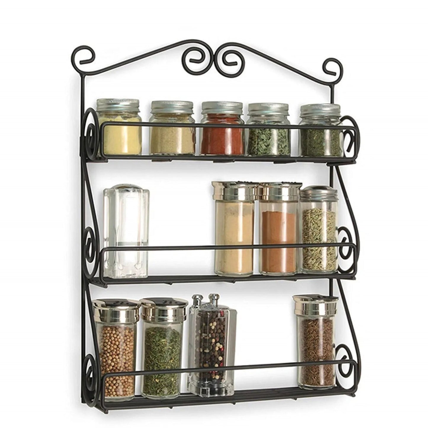 Big Wall Mounted Iron Wall Shelf with 3 Storage Racks for Kitchen, Pantry, Cabinet, Counter top or Free Standing, Rack Holder for Kitchen - Discount Karo