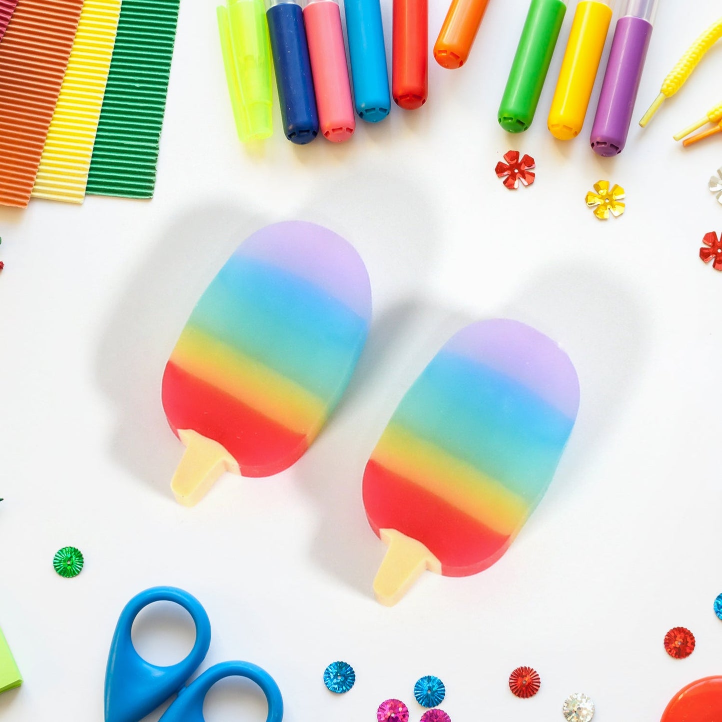 Jelly Popsicle Shape Fancy &amp; Stylish Erasers, Mini Eraser Creative Cute Novelty Eraser for Children Eraser Set for Return Gift, Birthday Party, School Prize (2 Pc Set| Mix Design) - Discount Karo