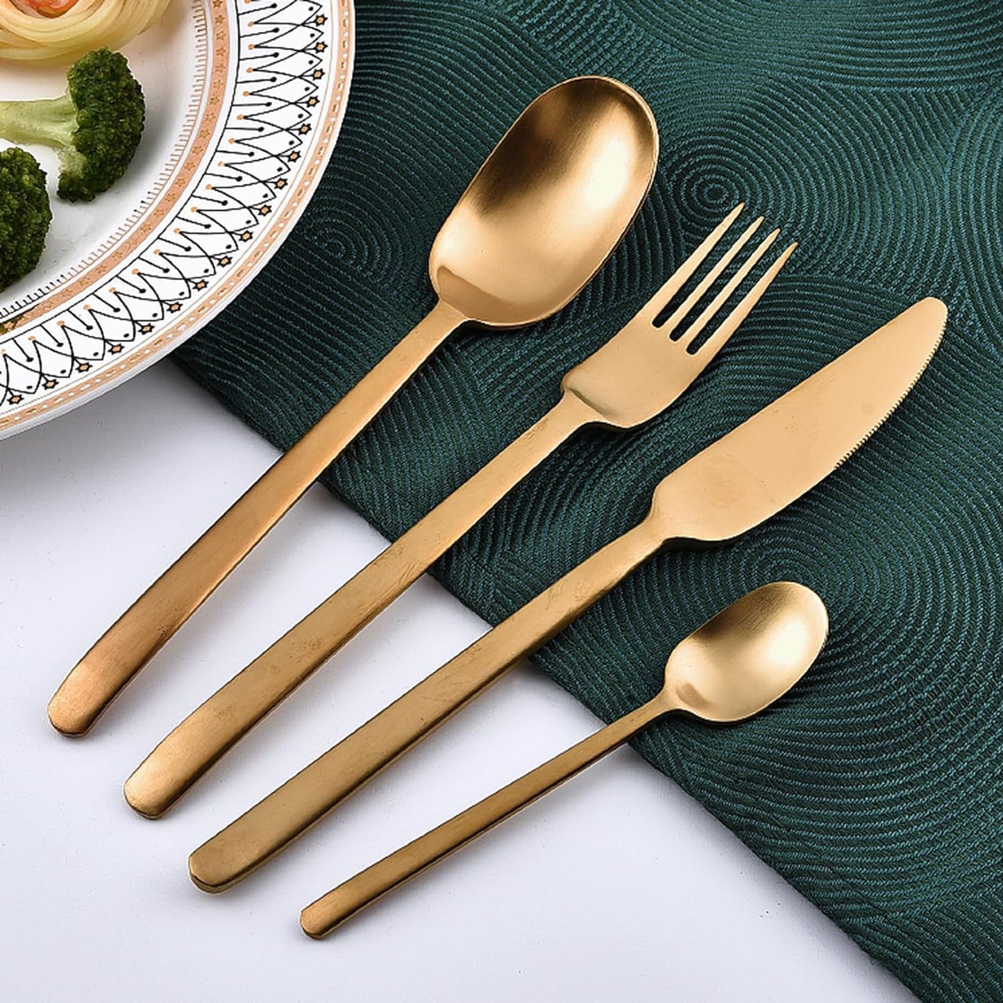 Unique Golden Egg Storage Modern Tableware Steak Knives Fork Flatware Set Royal Spoon Set Tableware Gold Cutlery Set Dishwasher Safe Mirror Finished With Gift Box for Halloween 24Pcs Set) - Discount Karo