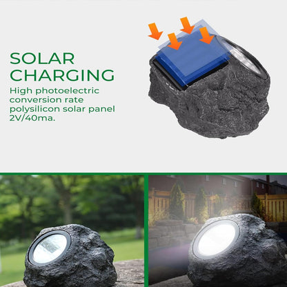 Solar Powered LED Rock Light Solar Powered LED Spotlight Faux Stone for Pathway Landscape Garden Outdoor Patio Yard (1 Pc) - Discount Karo