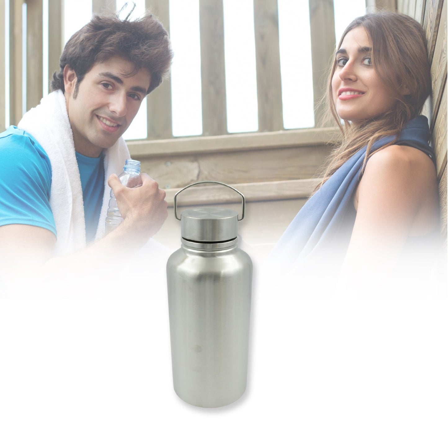 Stainless Steel Water Bottle with Handle (Large): Leak Proof, Hot & Cold, Gym - Discount Karo