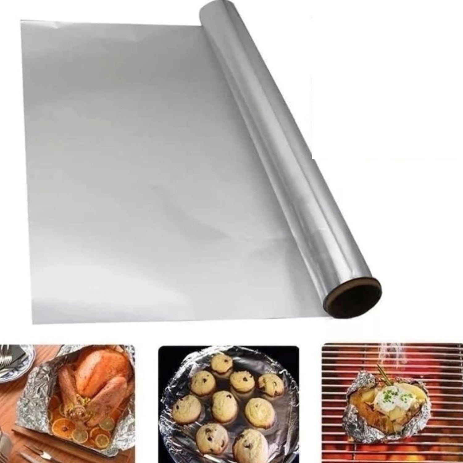 Premium Quality Food Grade Aluminum Foil Roll Heavy Duty Non Stick Thick Aluminum Foil Sheet Baking Grilling Tool 72Mtr (1Pc) - Discount Karo