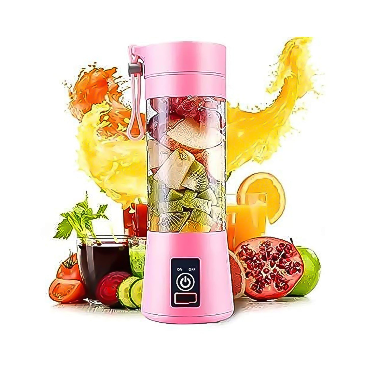 Portable Electric USB Juice Maker Juicer Bottle Blender, Grinder Mixer, 4 Blades Rechargeable Bottle (380 ML / Mix Color) - Discount Karo