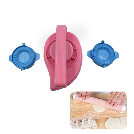 Puri Press & Dough Press Set Dumpling Dough Press Pastry Maker Mould Mold & Puri Press Maker High Quality Kitchen Product Use For Gujiya Making     ( 3 Pcs Set ) - Discount Karo