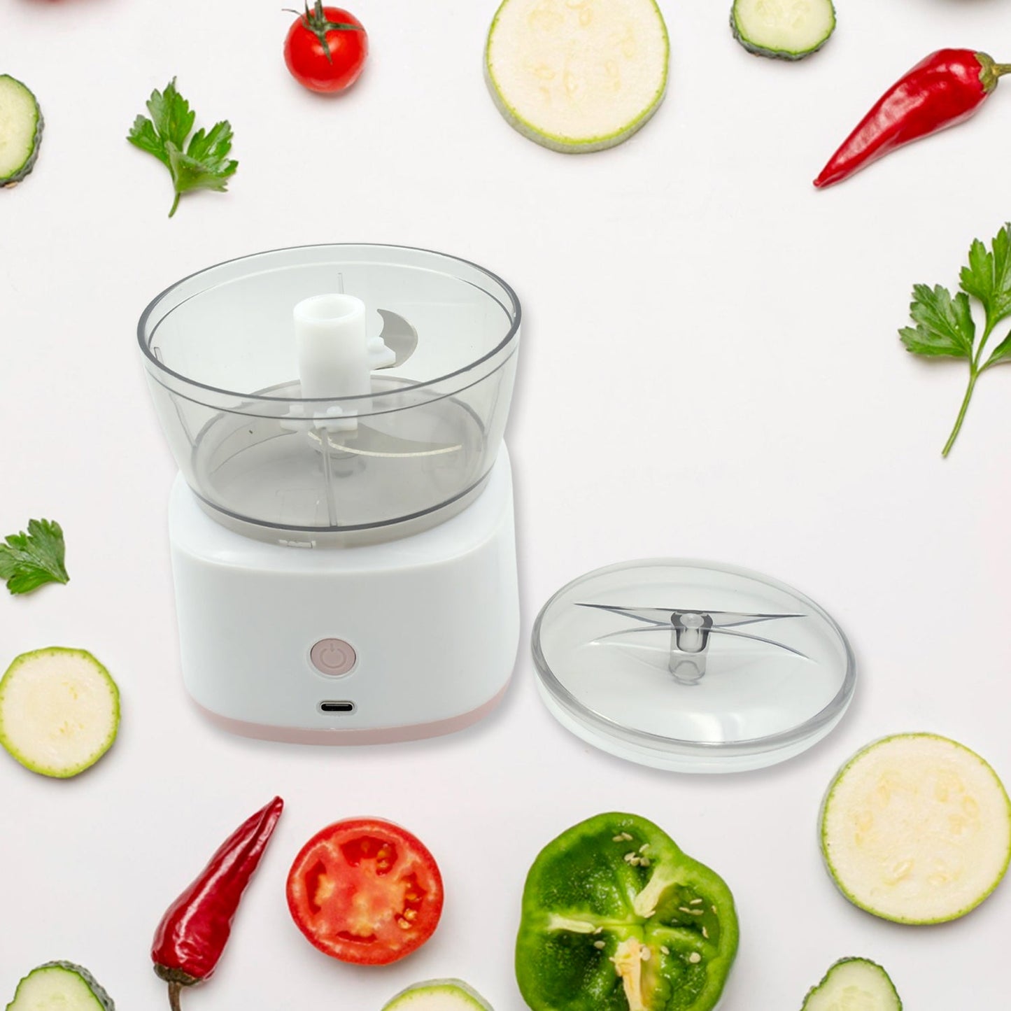 Portable Mini Food Processor Chopper Electric Veggie Chopper 3 Blades With Charching Cable Type C, Vegetable Chopper, Garlic Chopper Food Grinder for Chopping Ginger, Pepper Chili, Onion, Fruit, Meat - Discount Karo