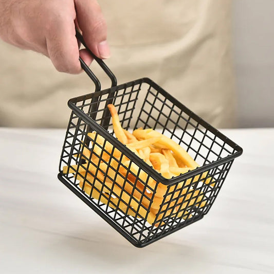 frying baskets for chips Stainless Steel Snack Basket Potato Mesh Strainer Basket French Fries Food Basket Food Strainer Cooking Tools frying basket - Discount Karo