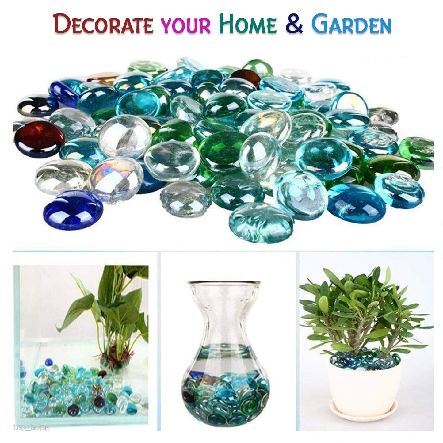 4980 Glass Gem Stone, Flat Round Marbles Pebbles for Vase Fillers, AttrDraft pebbles for Aquarium Fish Tank. 