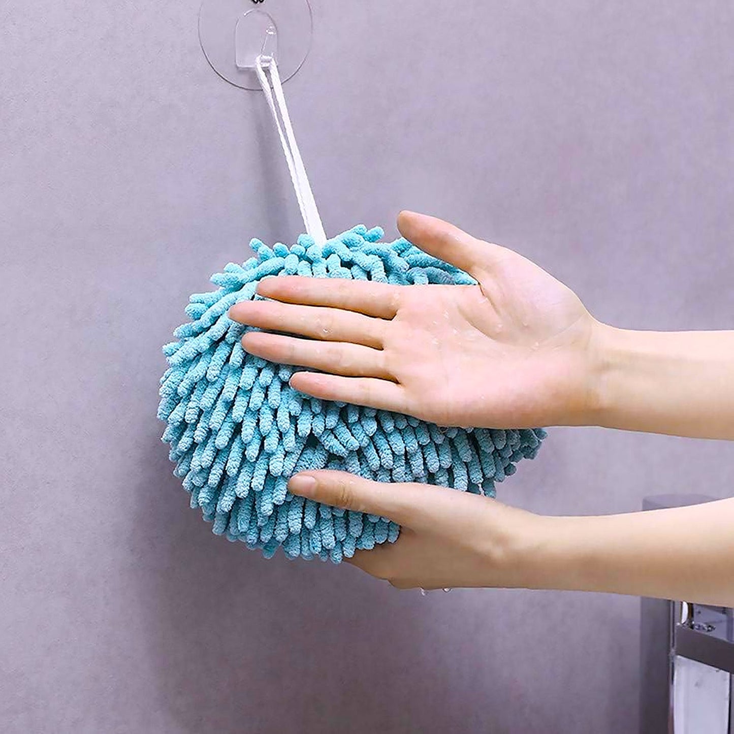 Hand Towels for Bathroom, Kitchen Hand Towel Hand Dry Towels Absorbent Soft Hanging Hand Bath Towels Microfiber Plush Chenille Hand Towel Ball Machine Washable Bathroom with Loop (1 Pc) - Discount Karo