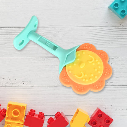 Baby Silicone Teether, Fruit Teether for Toddlers,100% Food Grade Silicone Teether, Non-Toxic & Latex Free Suitable for Kids Above 3 Months Sunflower, Moon Shape(1 Pc) - Discount Karo