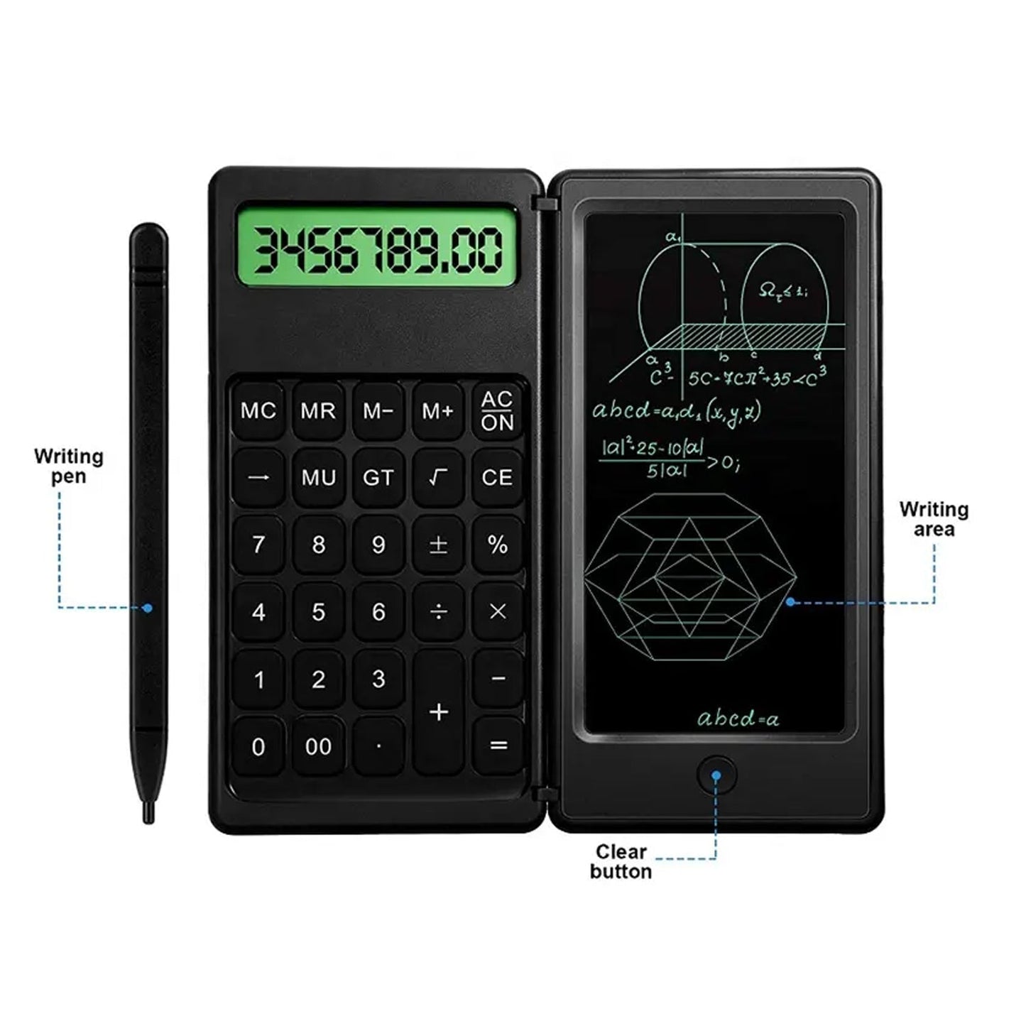 Foldable Calculator With 6 Inch LCD Tablet Digital Drawing Pad Stylus Pen Erase Button Lock Function Smart Calculator   -01 - Discount Karo