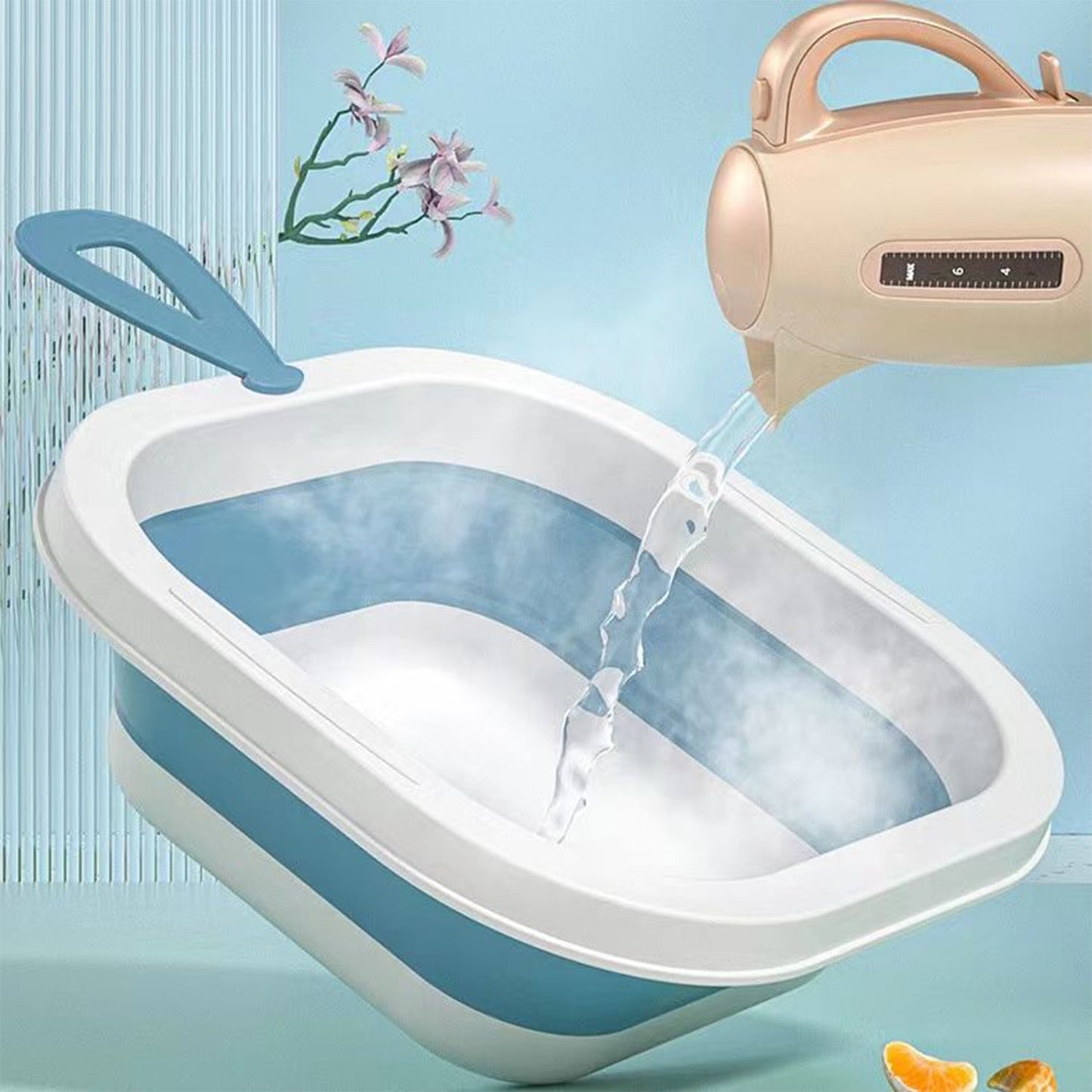 Wash Basin, Space Saving Multi Function Foldable Baby Wash basin Easy Clean Lightweight Thicken for Washing Face for Home (28×28 Cm / 1 pc) - Discount Karo