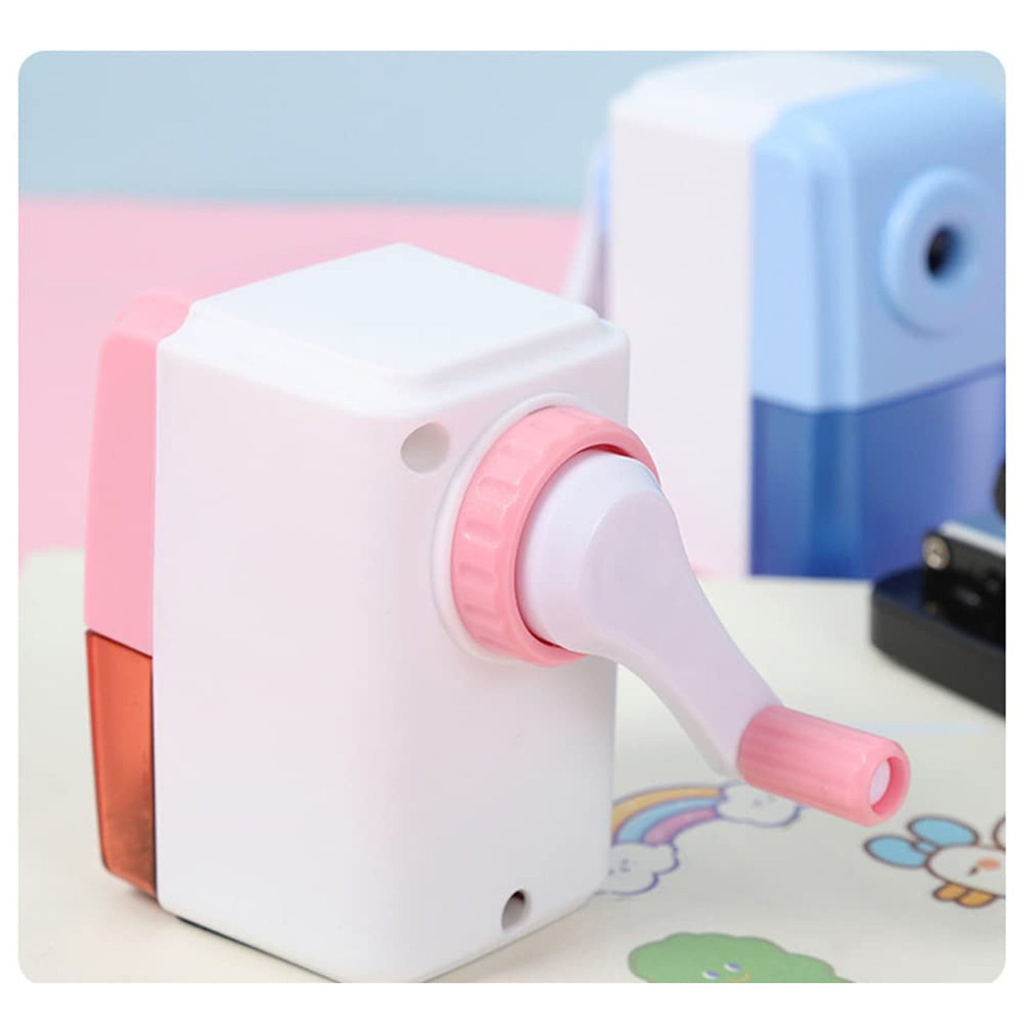 Pen Pencil Sharpener | Simple Student Office Pencil Sharpener | Fashionable and Convenient Non-Slip Base Pencil Sharpener，Lightweight Manual Sharpener, Non-Slip Handle (1 Pc) - Discount Karo