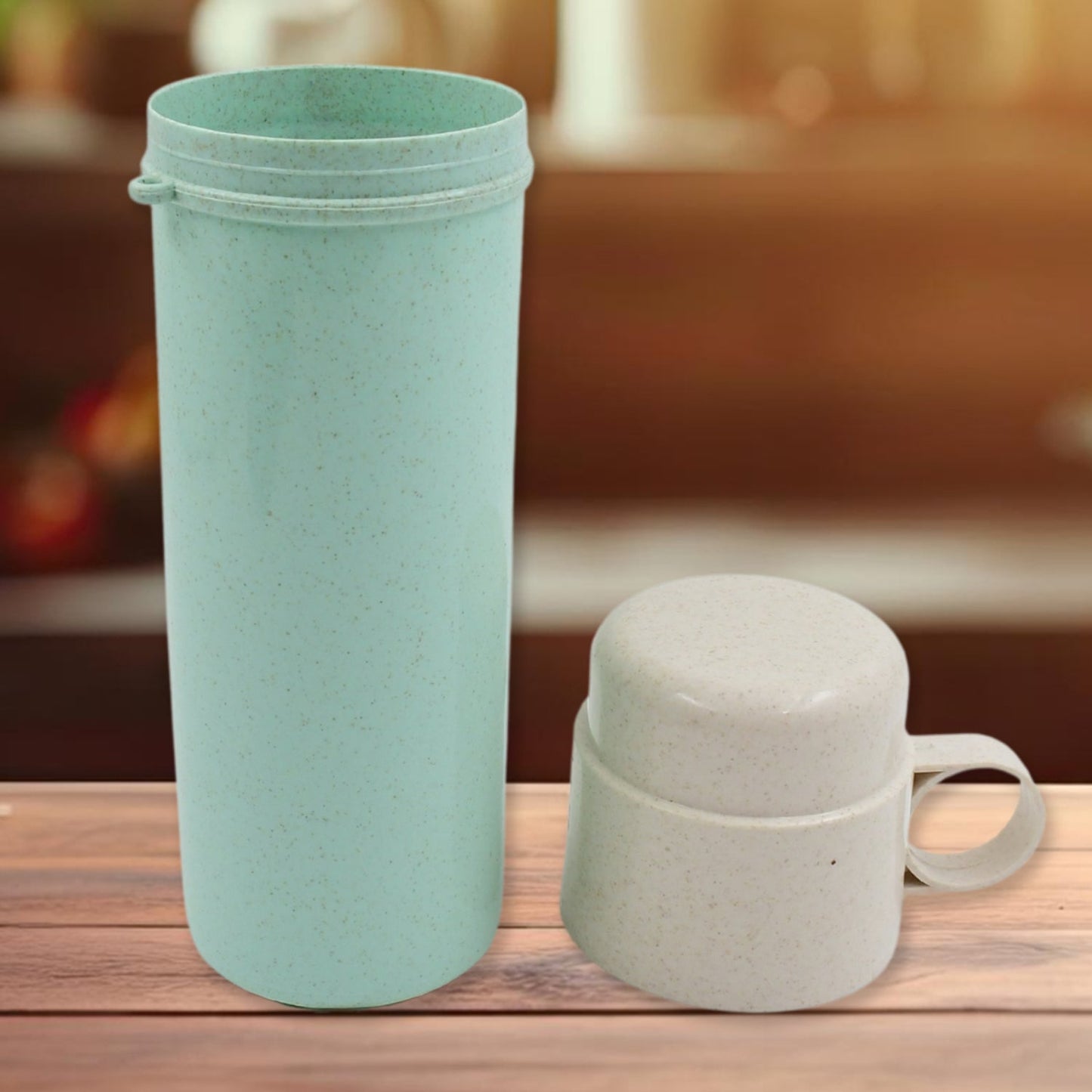 Travel Coffee Cup Portable Water Bottle Wheat Straw Coffee Tea Mug Coffee Mug with Lids for Coffee Tea Portable for School (300 ML Approx) - Discount Karo