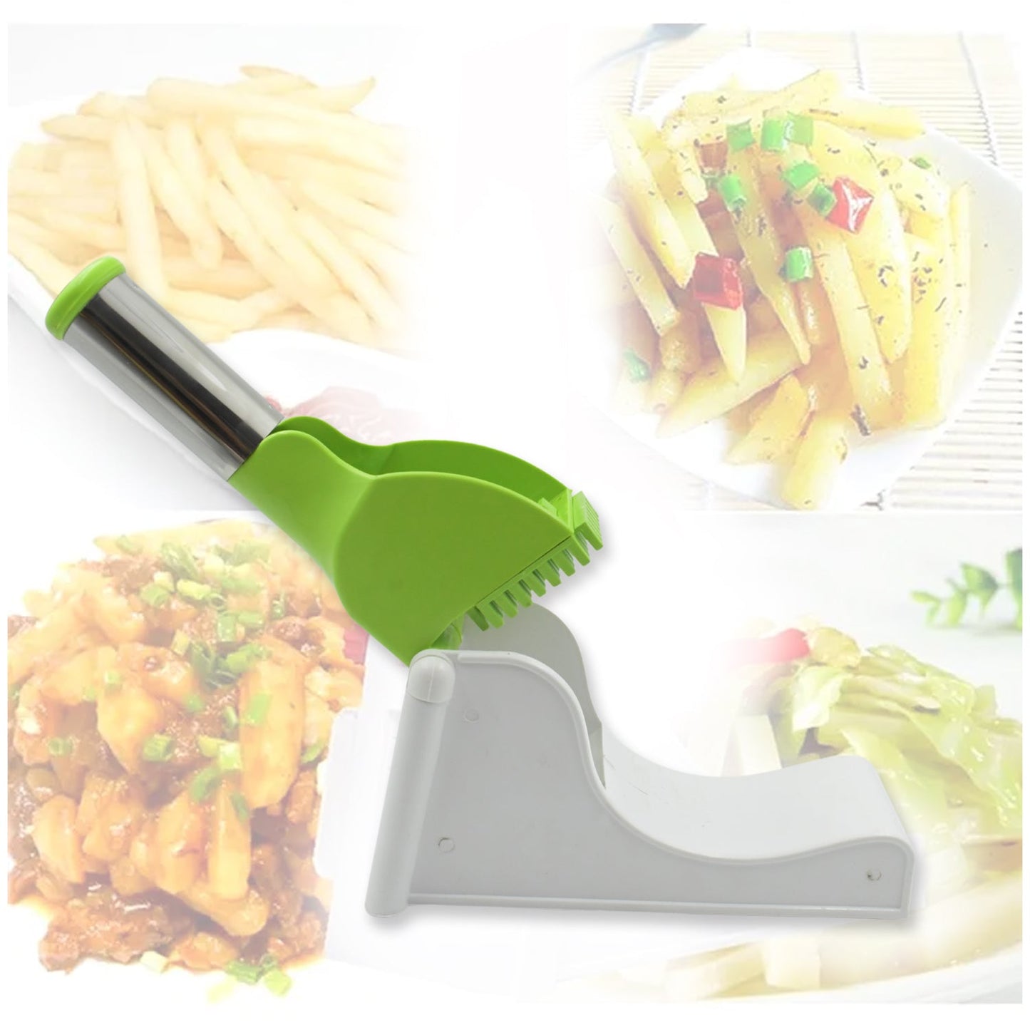 Virgin Plastic French Fry Chipser, Potato Chipser / Potato Slicer with Container - Discount Karo