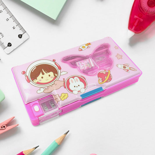 Printed Pencil Case for Kids (1 Pc): Multi-Compartment, Compass Box - Discount Karo