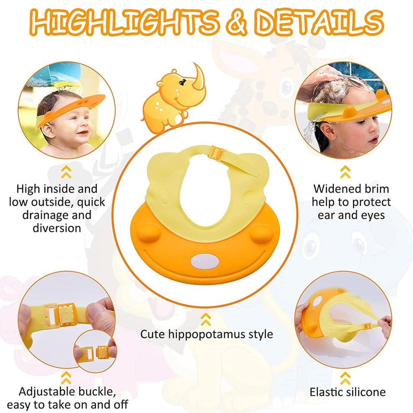 Silicone Baby Shower Cap Bathing Baby Wash Hair Eye Ear Protector Hat for New Born Infants babies Baby Bath Cap Shower Protection For Eyes And Ear. - Discount Karo