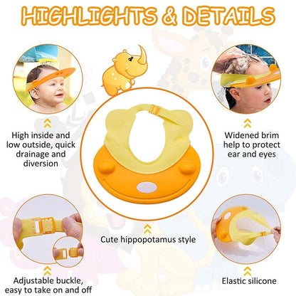 Silicone Baby Shower Cap Bathing Baby Wash Hair Eye Ear Protector Hat for New Born Infants babies Baby Bath Cap Shower Protection For Eyes And Ear. - Discount Karo