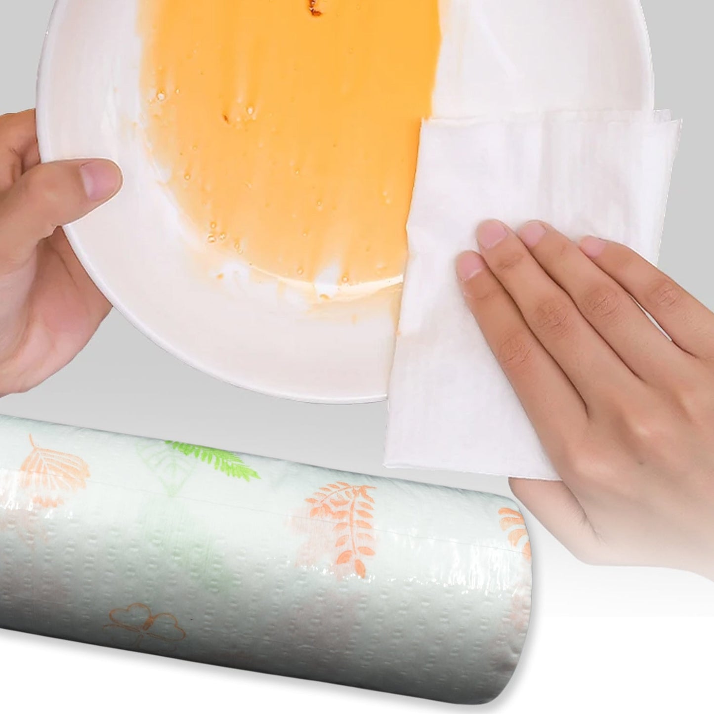 Non Woven Reusable and Washable Kitchen Printed Tissue Roll Non-stick Oil Absorbing Paper Roll Kitchen Special Paper Towel Wipe Paper Dish Cloth Cleaning Cloth 40 sheets / Pulls