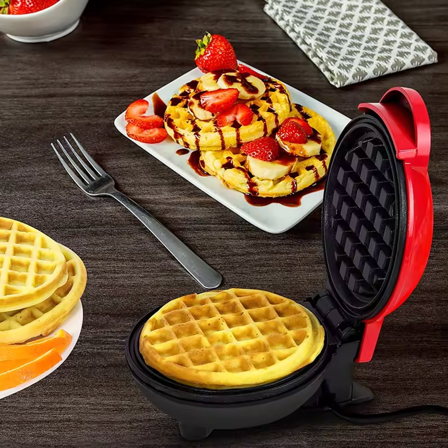 Mini Waffle Maker Machine Waffle Iron Home Appliances Kitchen Gift Easy To Clean, On-Stick Surfaces, Perfect Breakfast, Dessert, Sandwich, Pan Cakes, Paninis / Other Snacks Machine - Discount Karo