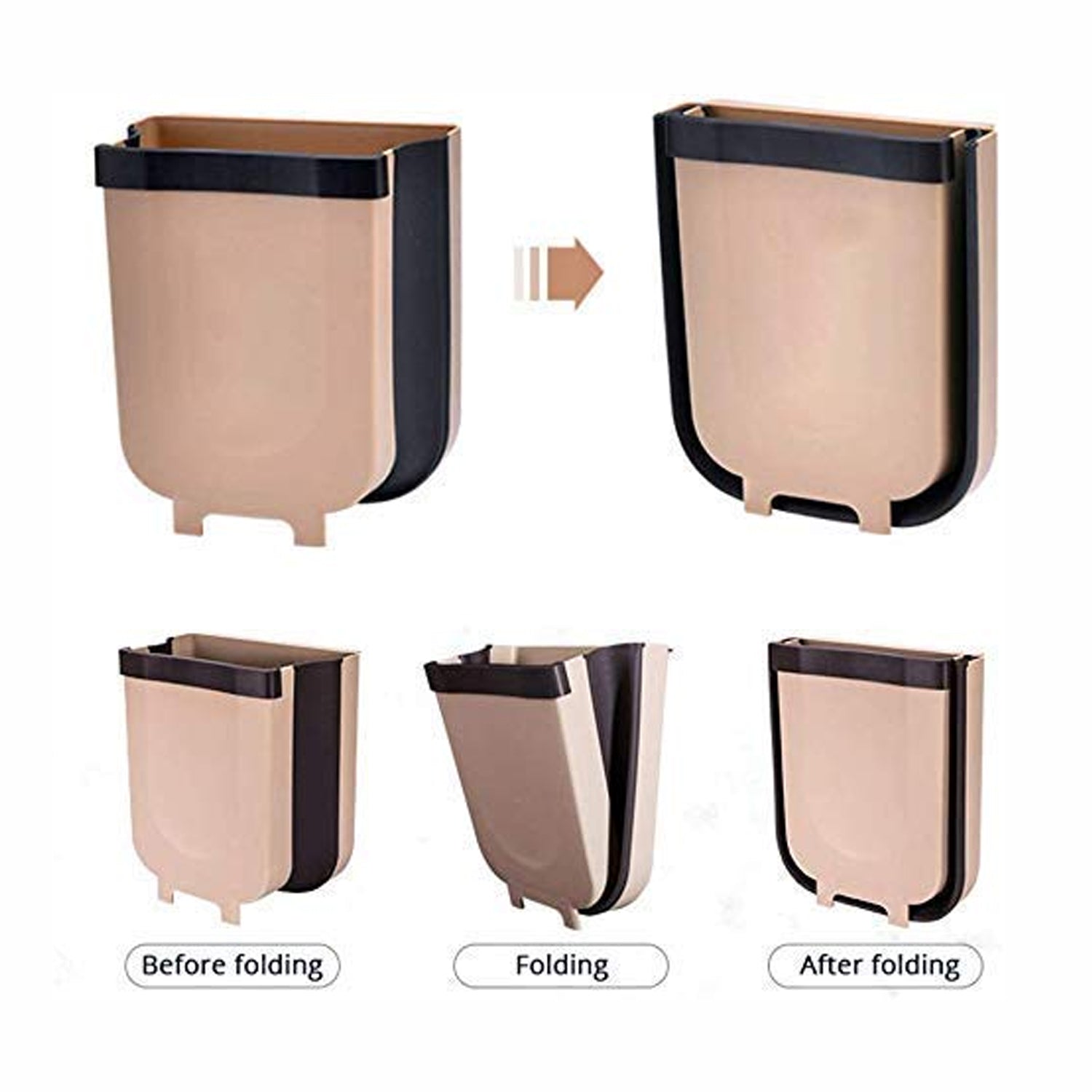 Hanging Trash Can for Kitchen Cabinet Door, Small Collapsible Foldable Waste Bins, Hanging Trash Holder for Bathroom Bedroom Office Car, Portable. - Discount Karo