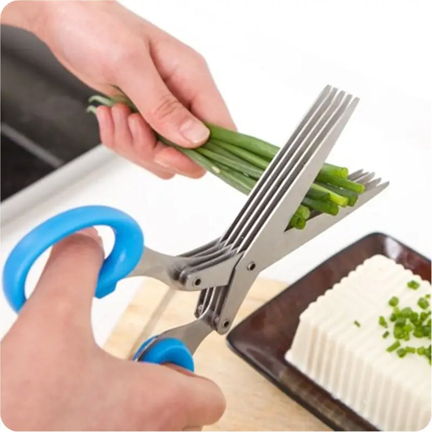 Multifunction Vegetable Stainless Steel Herbs Scissor with 3 Blades - Discount Karo