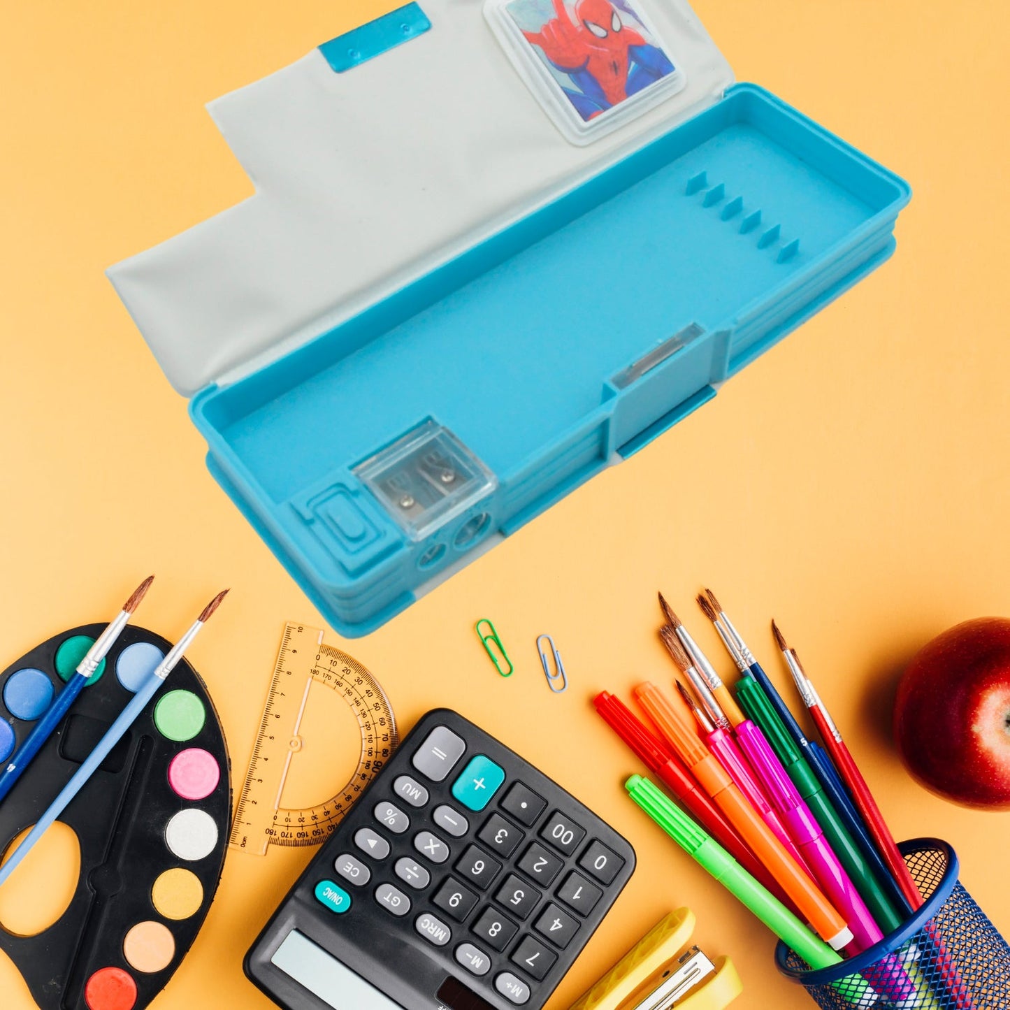 Cartoon Multi-functional Geometry Box with Calculator & Double Sharpener - Discount Karo