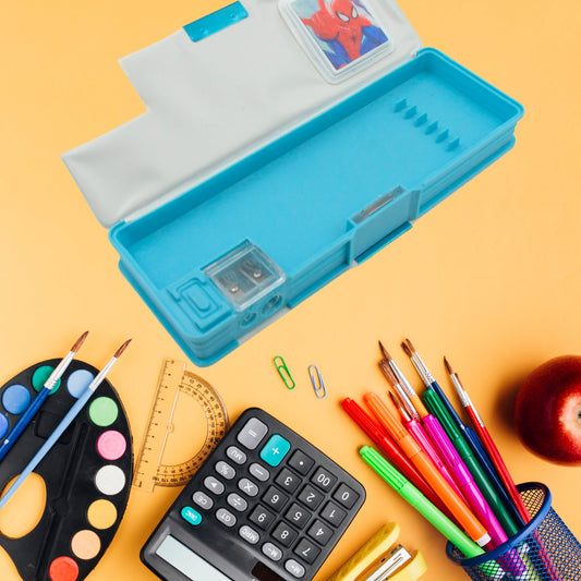 Cartoon Multi-functional Geometry Box with Calculator & Double Sharpener - Discount Karo