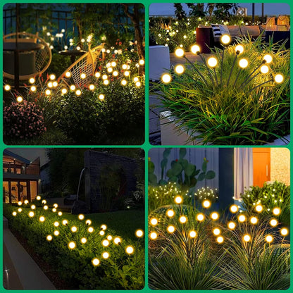 Solar Garden Lights, Solar - Powered Firefly Lamp, New Upgraded Solar Firefly Lights Outdoor Waterproof, Solar Outdoor Decorative Lights for Yard Gardening Patio Backyard Pathway Décor (2 PCS Set 12 LED (Warm Light)) - Discount Karo