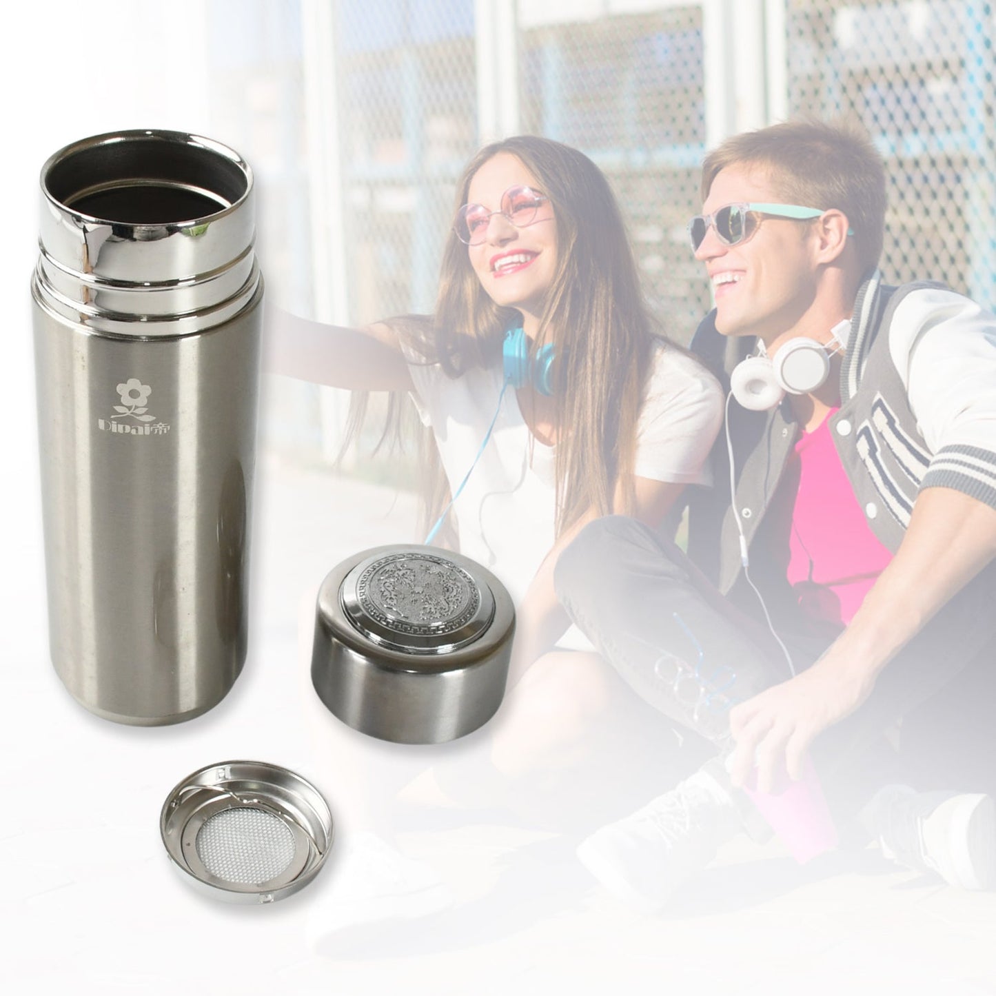 Vacuum Insulation Cup with Lid, Stainless Steel, Hot & Cold Water Bottle Coffee, Double Walled Carry Flask for Travel, Home, Office (1 Pc) - Discount Karo