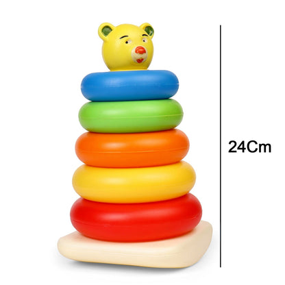 Plastic Baby Kids Teddy Stacking Ring Jumbo Stack Up Educational Toy 5pc - Discount Karo