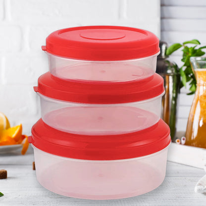 Heavy Plastic Material Stackable & Reusable Classic Round Plastic Big Storage Container Box For Kitchen & Home Organization (PACK OF 3) - Discount Karo