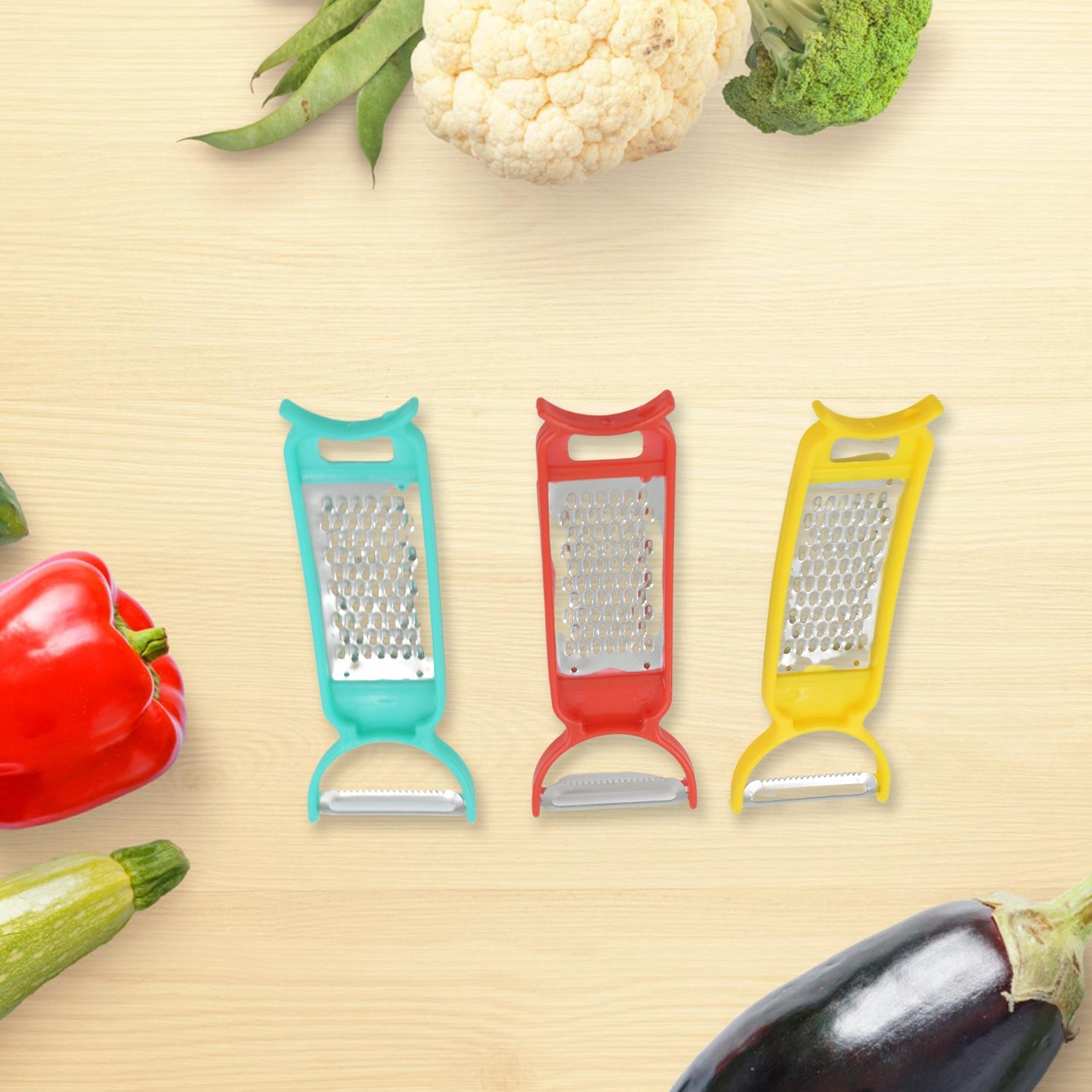 Kitchen 3 in 1 Multi Purpose Vegetable Peeler Grater Cutter for Food Preparation Kitchen 3 in 1 Multi Purpose Vegetable Peeler Grater Cutter for Food Preparation (12 Pc Set) - Discount Karo