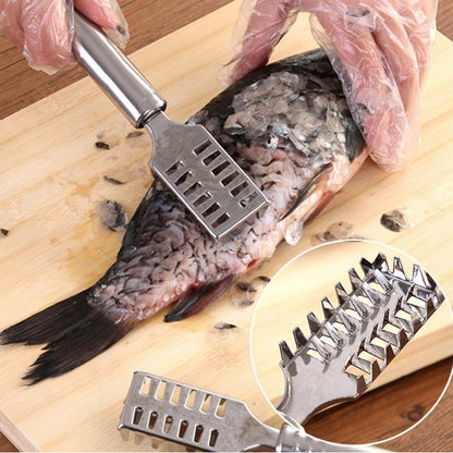 Fish Scale Remover Scraper Stainless Steel Fish Cutting Tools Sawtooth Easily Remove Fish Scales-Cleaning Brush Scraper Kitchen Tool- - Discount Karo