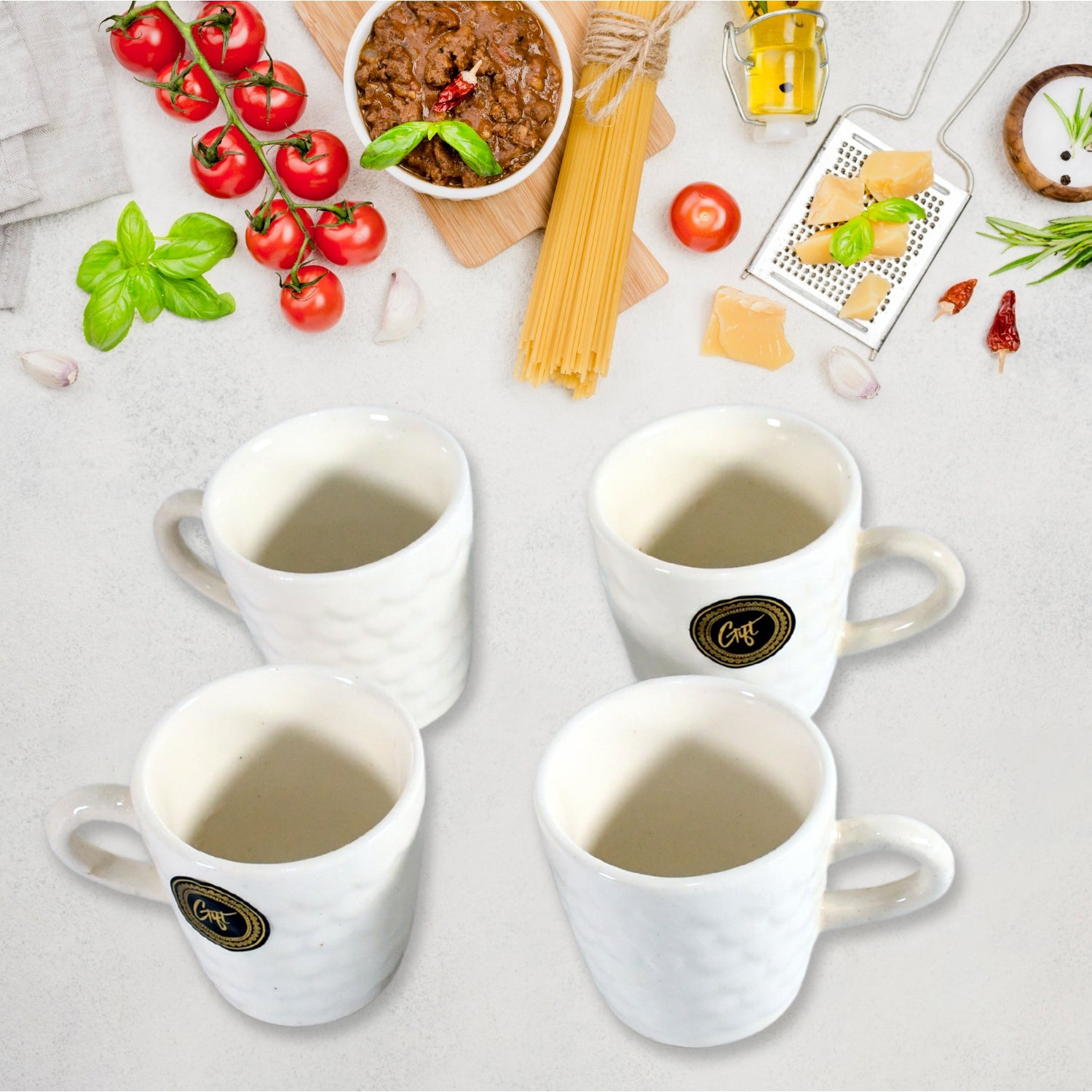 Crysta Ceramic Tea Cups With Plastic tray Environmental Friendly Festival for Milk Cup, Coffee Cup, Tea Cup, Breakfast Cup, Drinking Mug or Outdoor for Household Gift For Birthday (5 Pcs Set) - Discount Karo