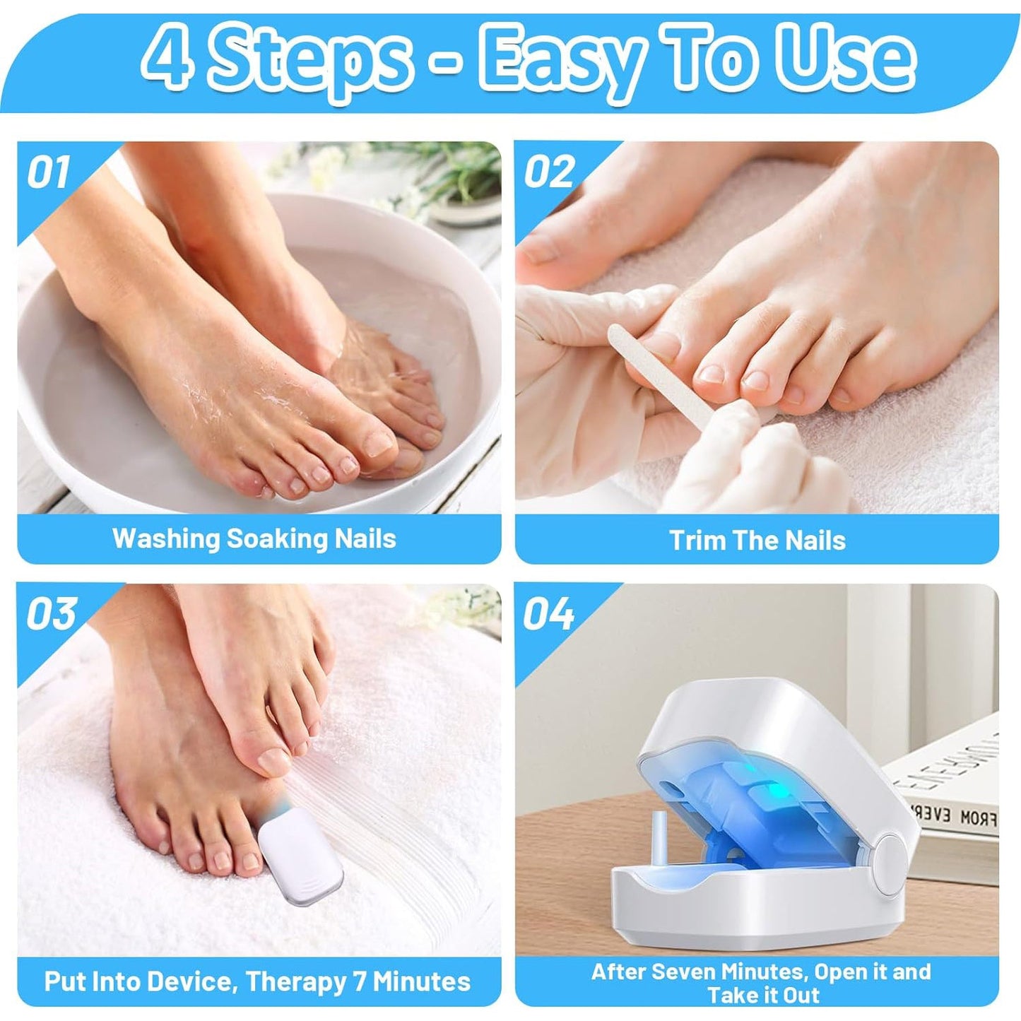 Rechargeable Nail Fungus Treatment for Toenail, Toe Nail Fungal Treatment Nail Fungus Laser Device, Anti-Fungal Nail Treatment for Hand & Feet Infections Remover for Home Use - Discount Karo