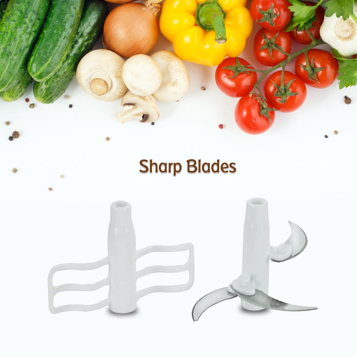 2464 Hand Press Fruits and Vegetable 2 in 1 Push Chopper for Kitchen, 3 Sharp Stainless Steel Blades (1600Ml) 