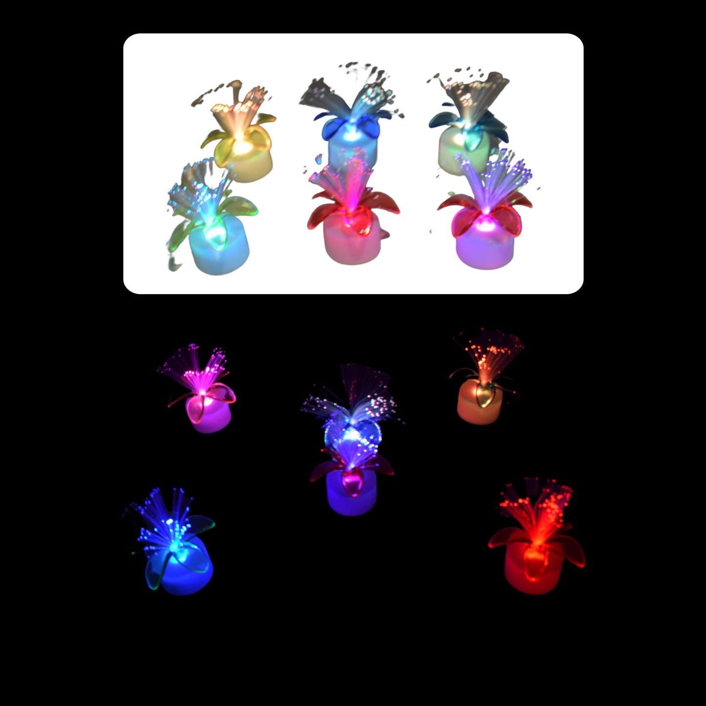 Fiber Optic Light, Mini Color Change LED Table Centerpieces, Light Up Candle - Pack of 6