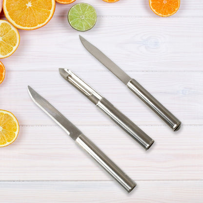 Stainless Steel Multipurpose Sharp Cutting Knife with Non-Slip Handle for Fruit, Meat and Vegetable Chopping (Pack Of 3) - Discount Karo