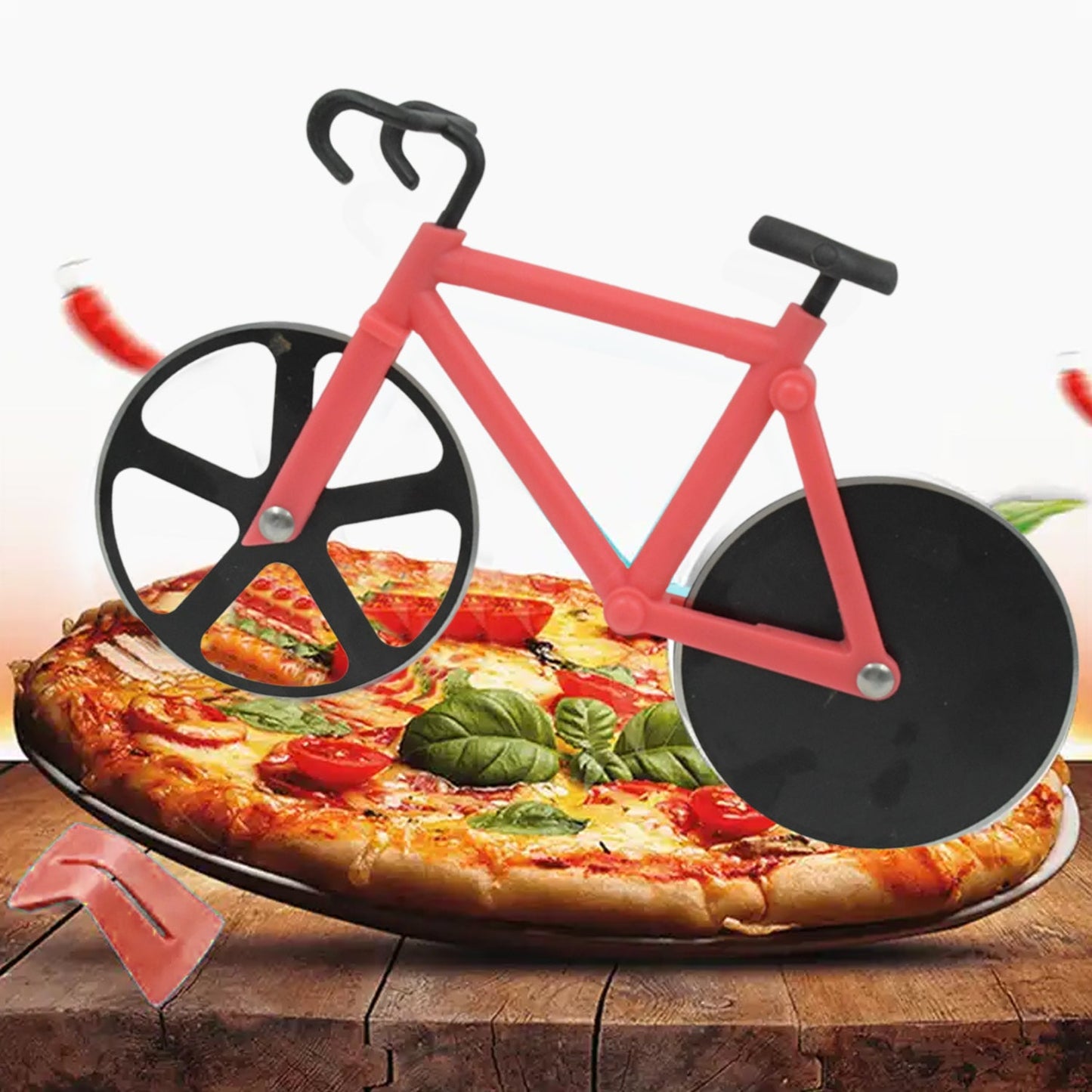 Bicycle Pizza Cutter (1 Pc): Stainless Steel, Unbreakable Handle - Discount Karo