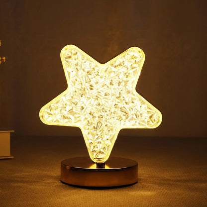 Star Shape Crystal Diamond Lamp Cordless Luxury Lamp with USB Rechargeable, 3-Way Dimmable & Touch Control Decorative Nightstand Lamp for Bedroom, Living Room, Party, Restaurant Decor (1 Pc ) - Discount Karo